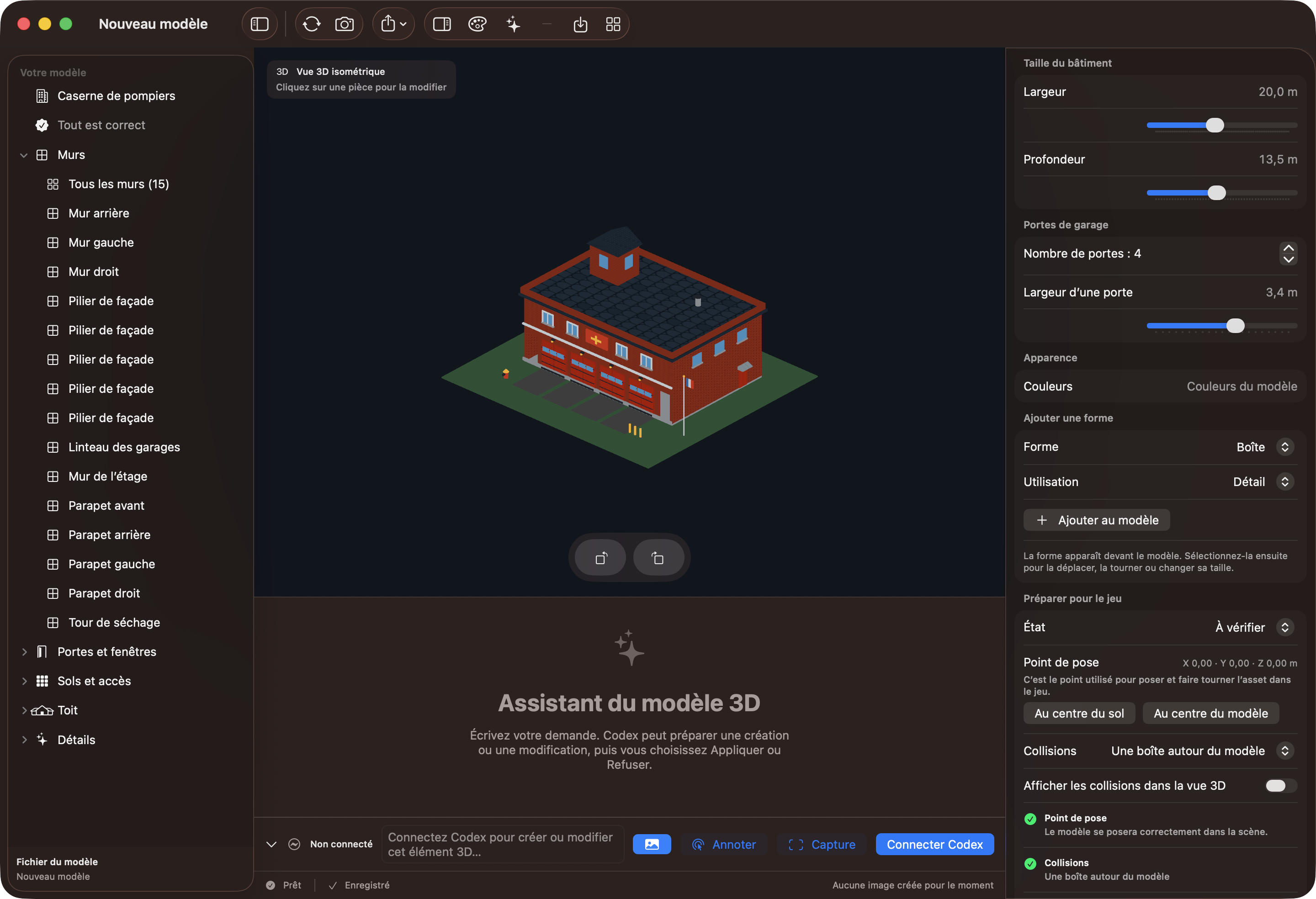 Atelier MoteurMetal avec la caserne 3D et l'assistant Codex intégré